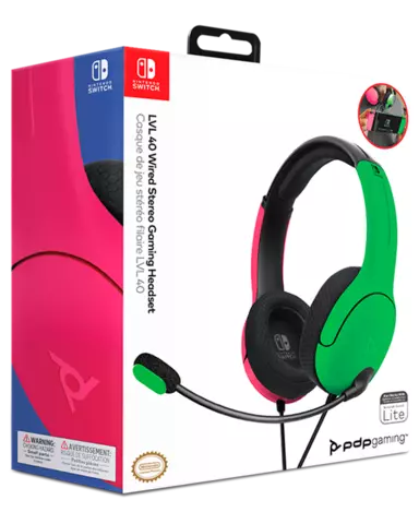 Auriculares LVL40 Neon Rosa y Verde Gaming Licenciados